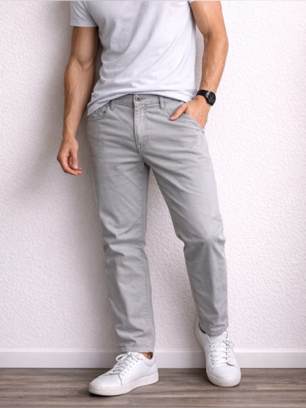 Joseph Abboud Gray Classic Fit Pants 36x32 Cotton Stretch Casual Chinos Mens